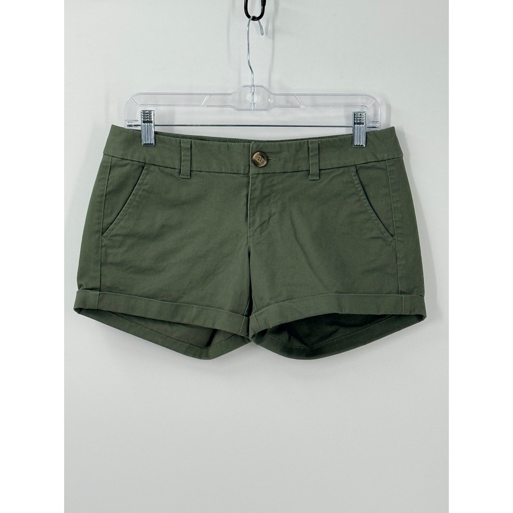 American Eagle Midi Stretch mini micro Shorts Womens sz 4 Olive y2k preppy 2010s